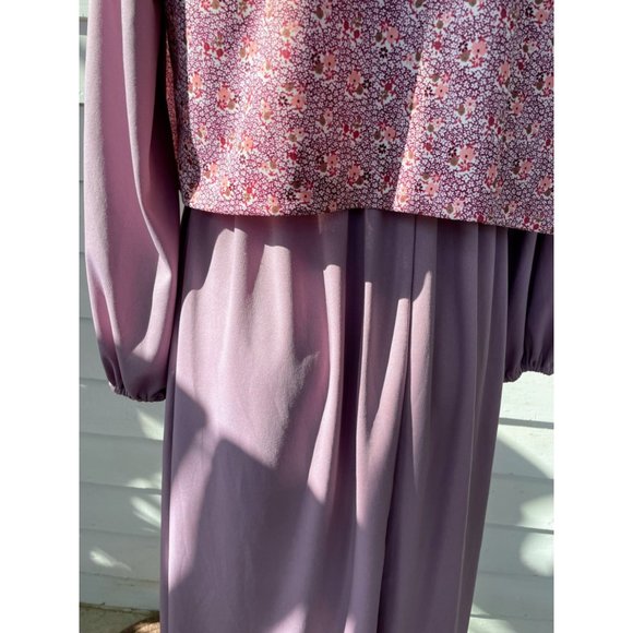 Vintage 1970s Sears Dress with Vest Mauve Poly knit Size 18 - Picture 4 of 16